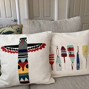 2 Indigo Brand Patio Pillow Covers -Embroidered Canadiana Theme 2017 -  2018